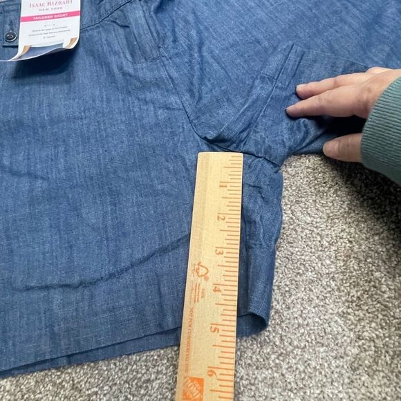 Isaac mizrahi womens tailored shorts sz 6 high rise chambray denim shorts nwt - Picture 6 of 12
